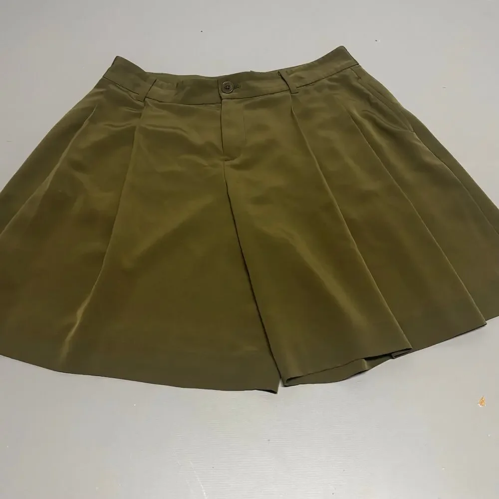 Lauren Ralph Lauren Skort Women 2 Olive Green Pleated Shorts Dressy Lightweight